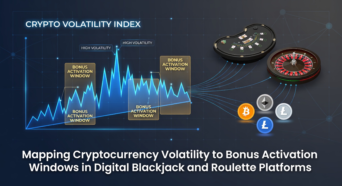 Diagramm zur Abbildung von Kryptowährungsvolatilität und Bonusfenstern in Blackjack- und Roulette-Plattformen