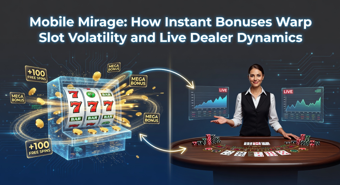 Smartphone-Bildschirm mit blinkendem Slot-Bonus und Live-Dealer-Tisch im Hintergrund, das die Illusion mobiler Casino-Anreize zeigt