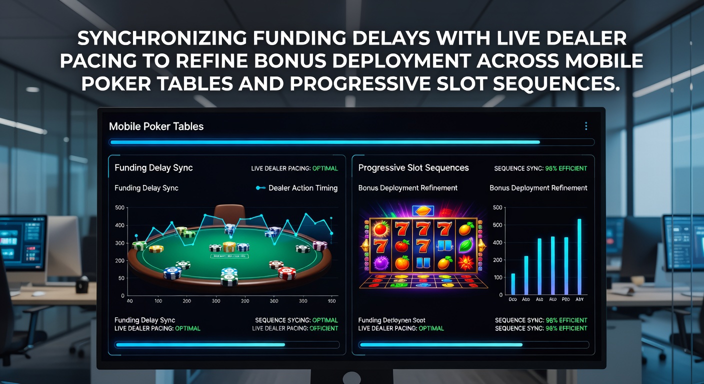Mobile Poker-Tische mit Live-Dealern und progressiven Slot-Sequenzen auf Smartphones, die Bonus-Timing-Strategien illustrieren