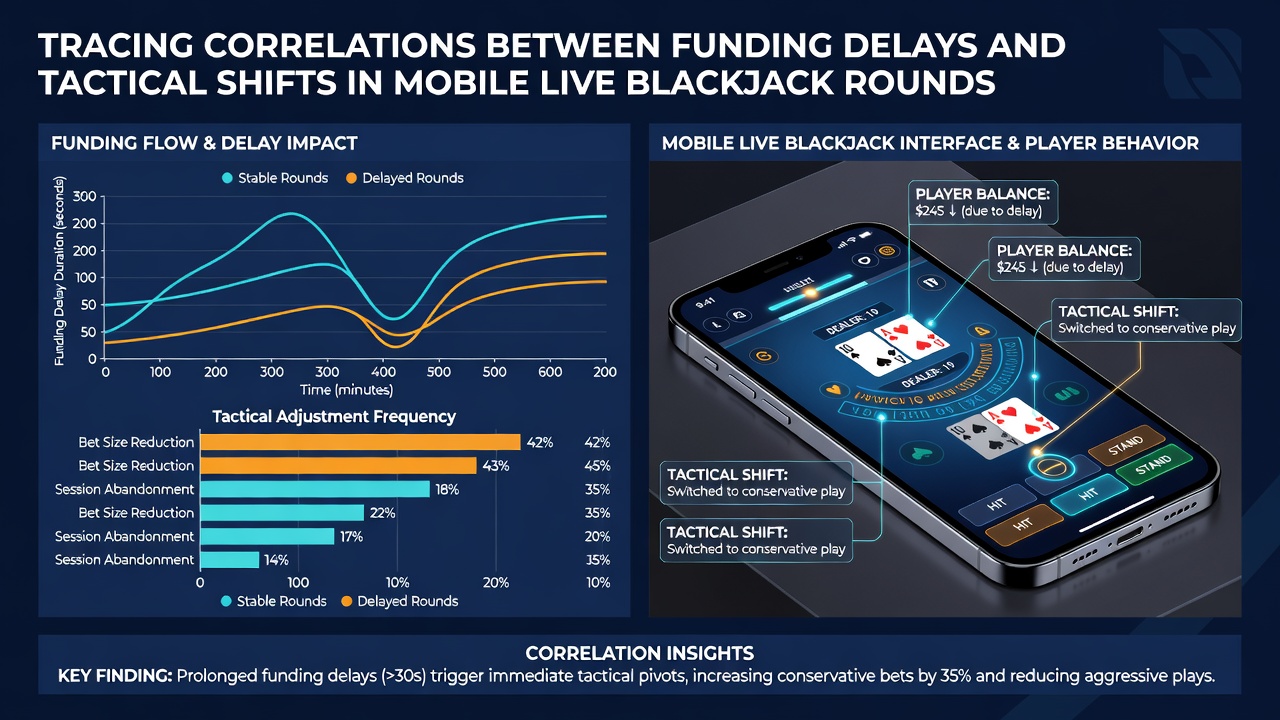 Illustration der Korrelationen zwischen Zahlungsverzögerungen, Blackjack-Taktiken und Jackpot-Sequenzen auf mobilen Geräten
